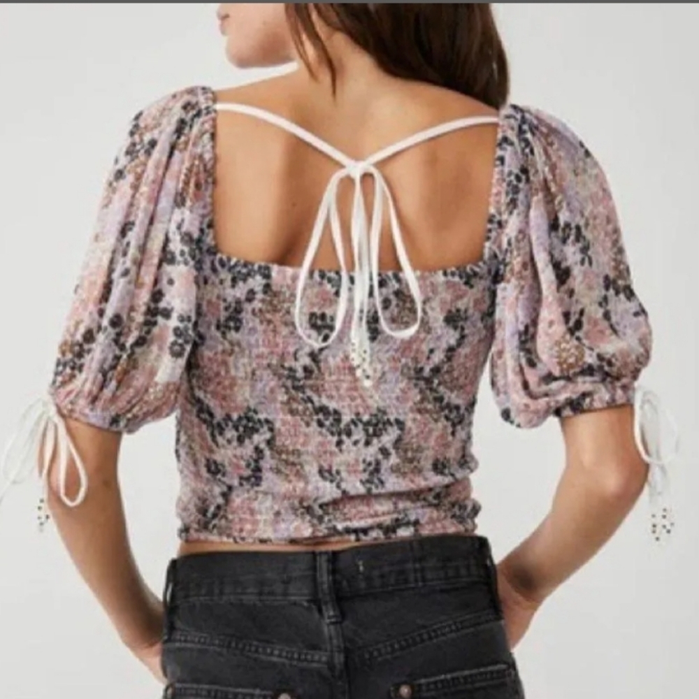 NWT Free People Back On Floral Top S